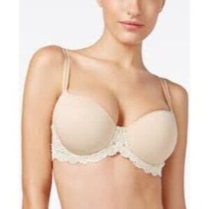 Wacoal Embrace Lace Contour Bra 853191 Nude 38D Sexy Sheer Lingerie Underwire